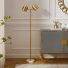 Inspired Home Kailah Floor Lamp, Foot Switch, 2 Lights, Brass