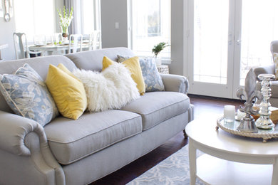 Example of a transitional family room design in Seattle