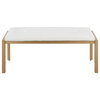 Fuji Contemporary Bench, Gold Metal/White Faux Leather