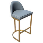 ARTeFAC - Gold Frame with Gray Faux Leather Kitchen Island Counter Bar Stool - Gold Frame with Grey or Black Faux Leather Kitchen Island Counter Bar Stool