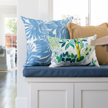 Living Room Design Dallas – Built-In Bench Seating & Patterned Pillows | Lark In