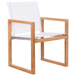 Meridian Furniture - Tulum Waterproof Fabric Mesh Outdoor Patio Dining Side Chair, Off White, Arm Chair - Make this Tulum teak outdoor patio dining chair the go to spot for relaxing and entertaining guest in your outdoor space. This chair features water resistant white mesh fabric making it the perfect spot to rest your feet and enjoy a tasty meal while you take in the sunrise. Teak construction makes it a tough addition for the patio or porch and gives it the longevity and durability it needs to weather the elements with beautiful ease. Pair it with other items from the Tulum collection for a look that impresses from every angle.