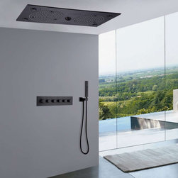 Thermostatic Recessed Ceiling Mount Led Rainfall Shower System, G Matte Black - Showerheads And Body Sprays