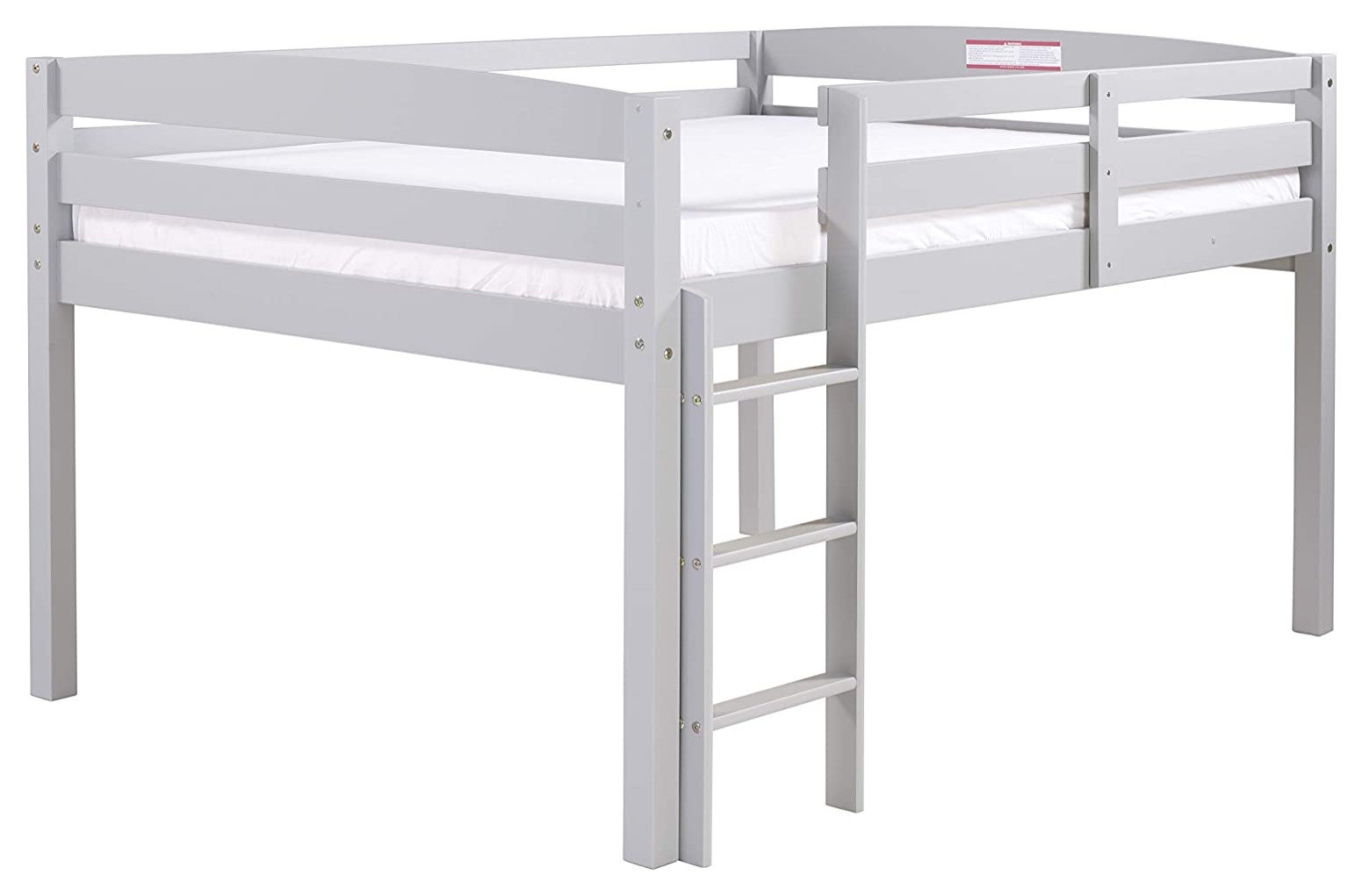 Full Size Loft Bed, Solid Pine Wood With Slats Support & Side Ladder ...