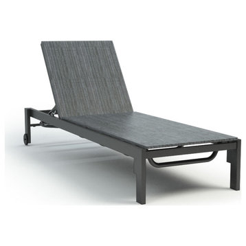 Allure Armless Adjustable Chaise With Wheels, Carbon Frame, Zinc Ll Fabric