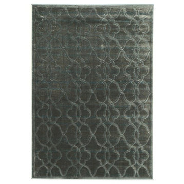 Linon Platinum RawIron Power Loomed Polyester 8'x11' Rug in Blue