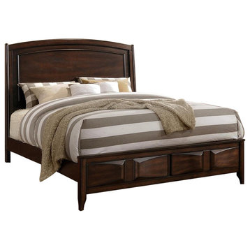 Benzara BM171697 Wooden C.King Bed With 3D Design on Front Board, Oak