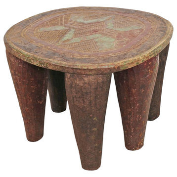 Consigned Vintage Painted Nupe Stool 1