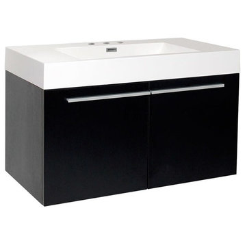 Vista Black Modern Bathroom Cabinet With Integrated Sink, Black