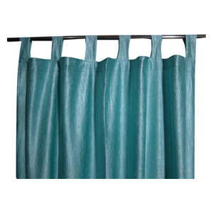 Mogul Interior - Window Dressing Aero Blue Tab Top 2 Sari Curtain Drape Panel - Curtains