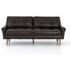 75" Christian Leather Sofa Top Grain Oak Vintage Espresso Weathered Contemporary