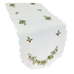 Xia Home Fashions - Mistletoe Embroidered Table Runner, 15x54 - Table Runners