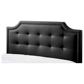 Carlotta Black Modern Bed With Upholstered Headboard, Queen Size