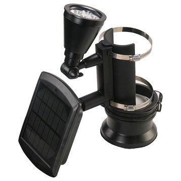 Black Outdoor Solar Powered 4-LED Flagpole Light