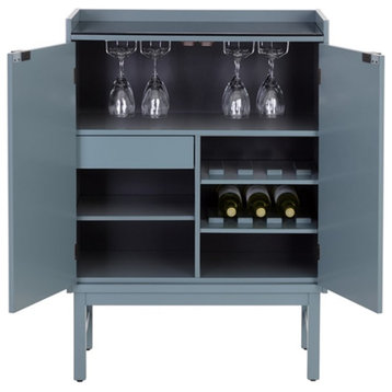 Wesson Wooden Wine Cabinet - Grey Blue