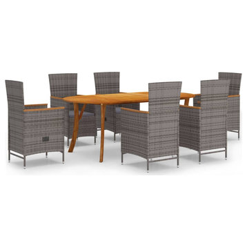 vidaXL Patio Dining Set Outdoor Dining Set Table and Chair Set 7 Piece Gray