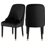 MOD - The Maisie Dining Chair, Black, Velvet (Set of 2) - Welcoming comfort awaits you with this Omni velvet dining chair in a soft black velvet design. Upholstered to the hilt in smooth, beckoning velvet, this chair features black wooden espresso legs topped in gold metal tips for a look that's both elegant and sophisticated. The rounded back and the thick and plump cushions add to the comfort factor of this exceptional seating option.