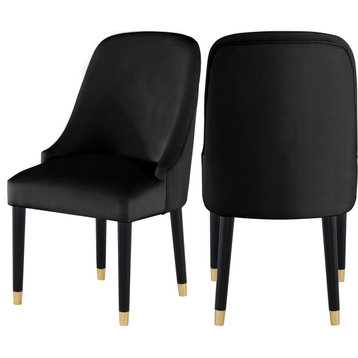 The Maisie Dining Chair, Black, Velvet (Set of 2)