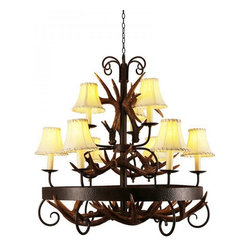 Antler Decorative 8 Lights Iron Wagon Wheel Chandelier - Chandeliers