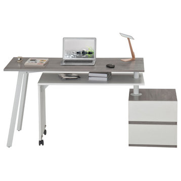Techni Mobili Rotating Multi, Positional Modern Desk , Color, Gray