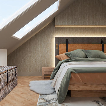 Master Bedroom in Loft with Feature Lighting
