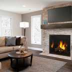 Kirkland Custom Living Room with Fireplace & Stone Accent Wall ...
