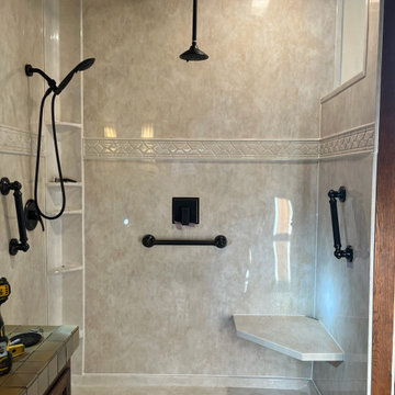 Luxe Open Shower Remodel with Matte Black Fixtures
