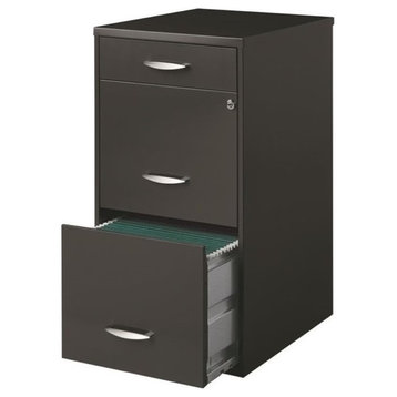 Pemberly Row 3-Drawer Contemporary Metal File Cabinet in Charcoal