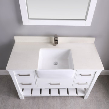 Georgia 48" Single Bathroom Vanity Set in White and Composite Carrara White Ston