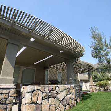 Grill all year long. Custom rock work and shape.