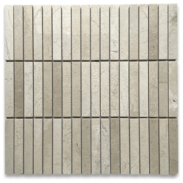 Crema Marfil Marble 5/8x4 Rectangular Stacked Mosaic Tile Polished, 1 sheet