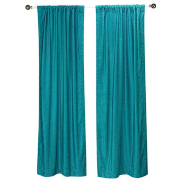 Turquoise Rod Pocket  Velvet Curtain / Drape / Panel   - 43W x 63L - Piece