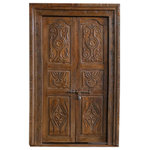 Mogul Interior - Consigned Antique Indian Doors Rustic Teak Wood Vintage Farmhouse Doors - Infuse your space with heritage and handcrafted beauty with these Antique Indian Teak Wood Doors, rich in texture, history, and artisanal craftsmanship. Sourced from architectural salvage, these doors once adorned the grand homes and havelis of India, and now offer a second life as stunning entryways, interior statements, or wall-mounted art pieces.