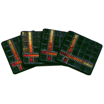 Artisan Mosaic Coasters, Set of 4, Black
