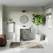 24 inch Beadboard Style Corner Bathroom Vanity Taupe Color