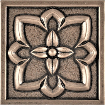Crown Metal Insert Tile Bronze 4"x4", Set of 4