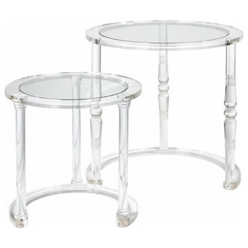 Set of 2 Clear Acrylic Nesting Tables Made from Plastic, Clear Finish