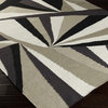 Voyages Hand Woven Wool Rug in Ivory/Light Gray/Moss/Navy