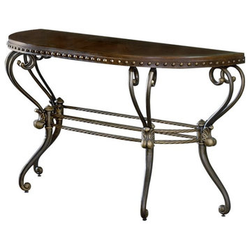 Lexicon Jenkins Metal Console Table in Dark Cherry