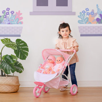Twinkle Stars Baby Doll Twin Strollers, Pink