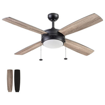 Prominence Home Kailani Modern Ceiling Fan with Light, 52 Inch, Matte Black