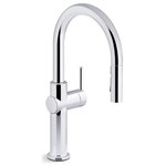 Kohler - Crue Pull-Down Single-Handle Kitchen Sink Faucet, Polished Chrome - A model of clean, sophisticated design, the Crue kitchen faucet collection represents a true high point in user-focused plumbing design for the kitchen. The silhouette, a simple arched spout and single lever handle, offers a straightforward style that adapts to nearly any kitchen design. It's this contemporary look, paired with thoughtful functionality, that makes the Crue collection a modern marvel.- Three-function pull-down sprayhead with touch control allows you to switch between aerated stream, ring spray and Boost technology.- Boost technology increases the flow rate by 30% with the press of a button. Use Boost with stream for faster filling or with ring spray for more powerful cleaning.- DockNetik magnetic docking system securely locks sprayhead into place when not in use.- ProMotion technology's light, quiet braided hose and swiveling ball joint make the pull-down sprayhead easier and more comfortable to use.- MasterClean sprayface features an easy-to-clean surface that withstands mineral buildup.High-arch spout offers vertical clearance for tall cookware and pitchers.- Single lever handle makes adjusting water temperature easy.- 1.5 gpm (5.7 lpm) maximum flow rate at 60 psi (4.14 bar).- Temperature memory allows faucet to be turned on and off at the temperature set during prior usage.