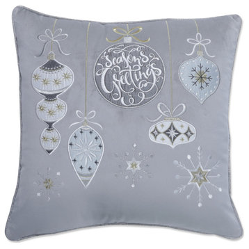 Indoor Velvet Ornaments Gray 17" Throw Pillow Cover