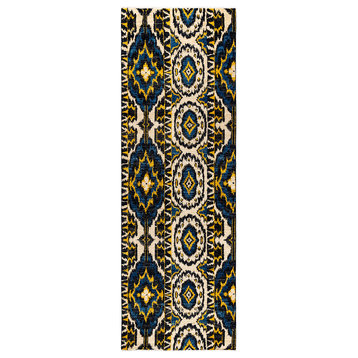 Modern, One-of-a-Kind Hand-Knotted Area Rug Blue, 3' 10" x 12' 1"