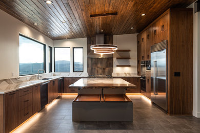 Kitchen - mid-century modern kitchen idea in Denver
