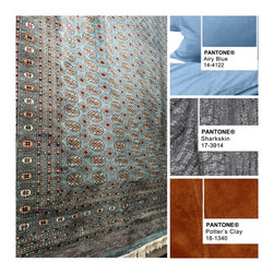 Beautiful grey/blue Bokhara area rug - Products