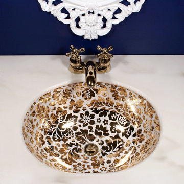 Gold Flowers Painted Sink