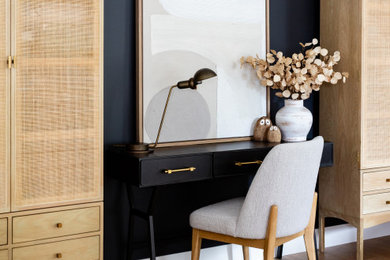 Living room - small transitional enclosed vinyl floor, beige floor and wood wall living room idea in Vancouver