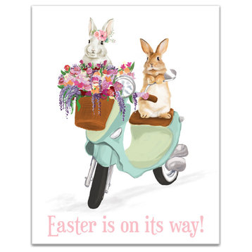 Easter's On Its Way Scooter 11x14 Canvas Wall Art