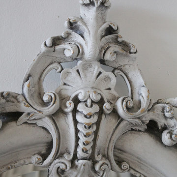 20th Century Carved and Painted Mirror with Roses